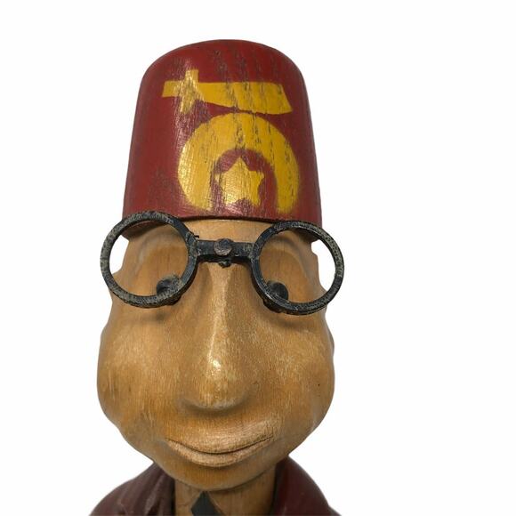 Romer Cormano Shriner Man Wood Hand Carved Italian ANRI Statue Figurine Vintage - Picture 4 of 10